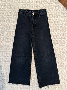 Zara - Girls Black Washed Denim Marine Jeans - Size: 7Y
